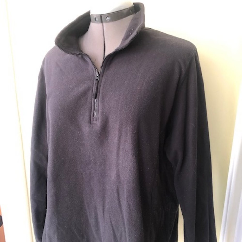 Land's End Black Half-Zip ThermaCheck Fleece Pullover